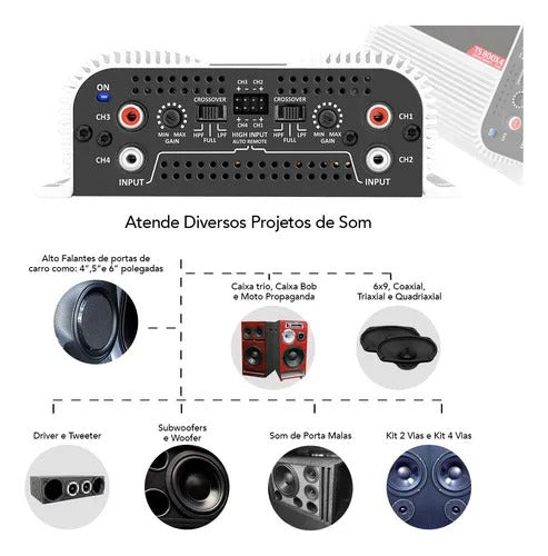 Modulo Amplificador Taramps Ts800 800w Rms 4 Canais 2 Ohms Modulo Amplificador Taramps Ts800 800w Rms 4 Canais 2 Ohms